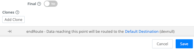endRoute warning and link