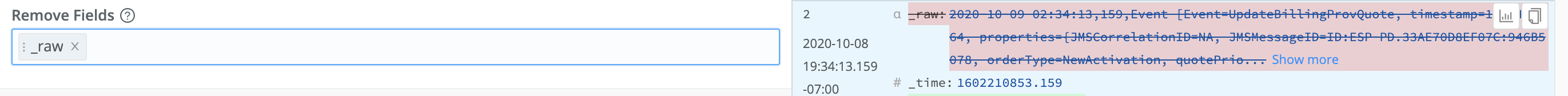 Removing a field to streamline data
