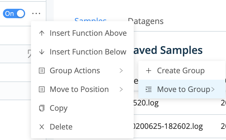 Expanded Group Actions submenu