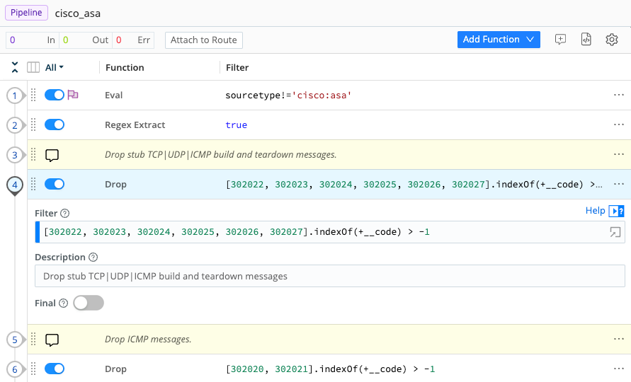 Functions stack in a Pipeline