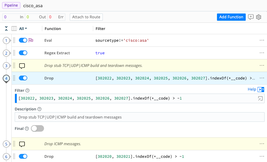 Functions stack in a Pipeline