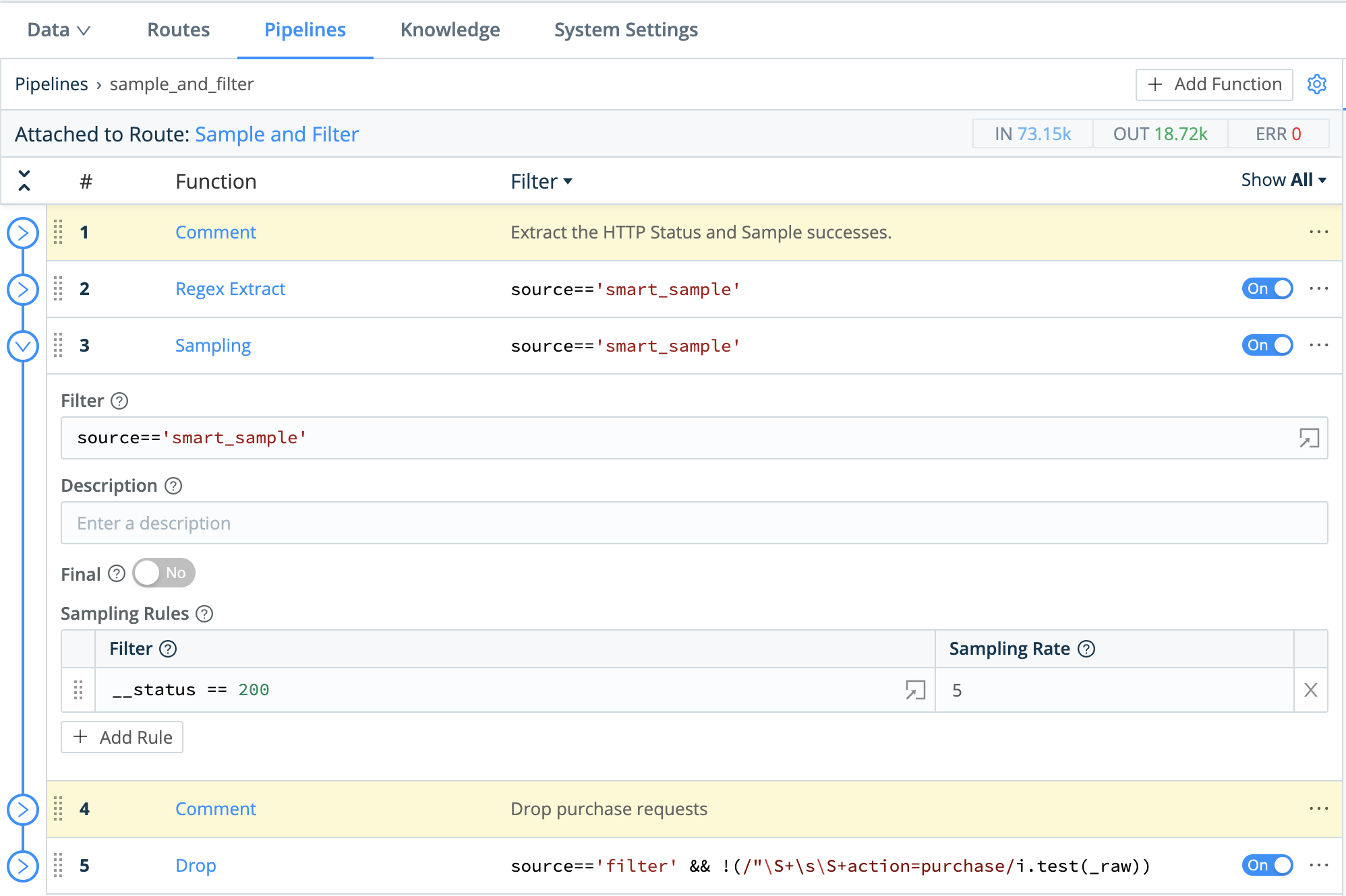 Functions stack in a Pipeline