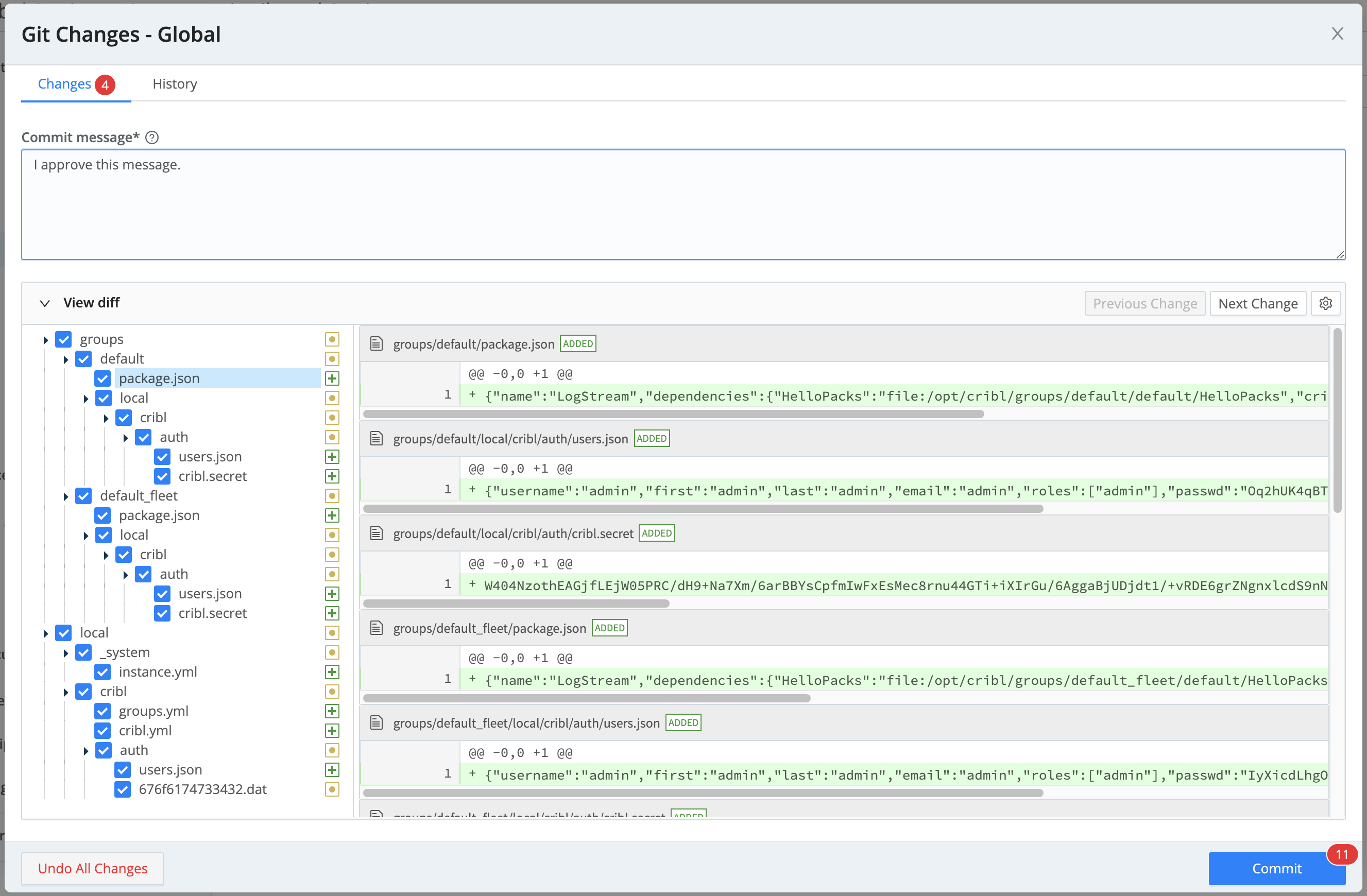 Reviewing a pending commit