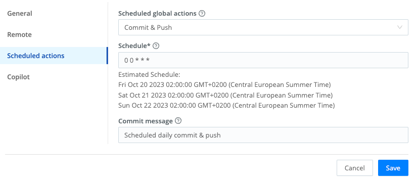 Saving a Git Scheduled Action
