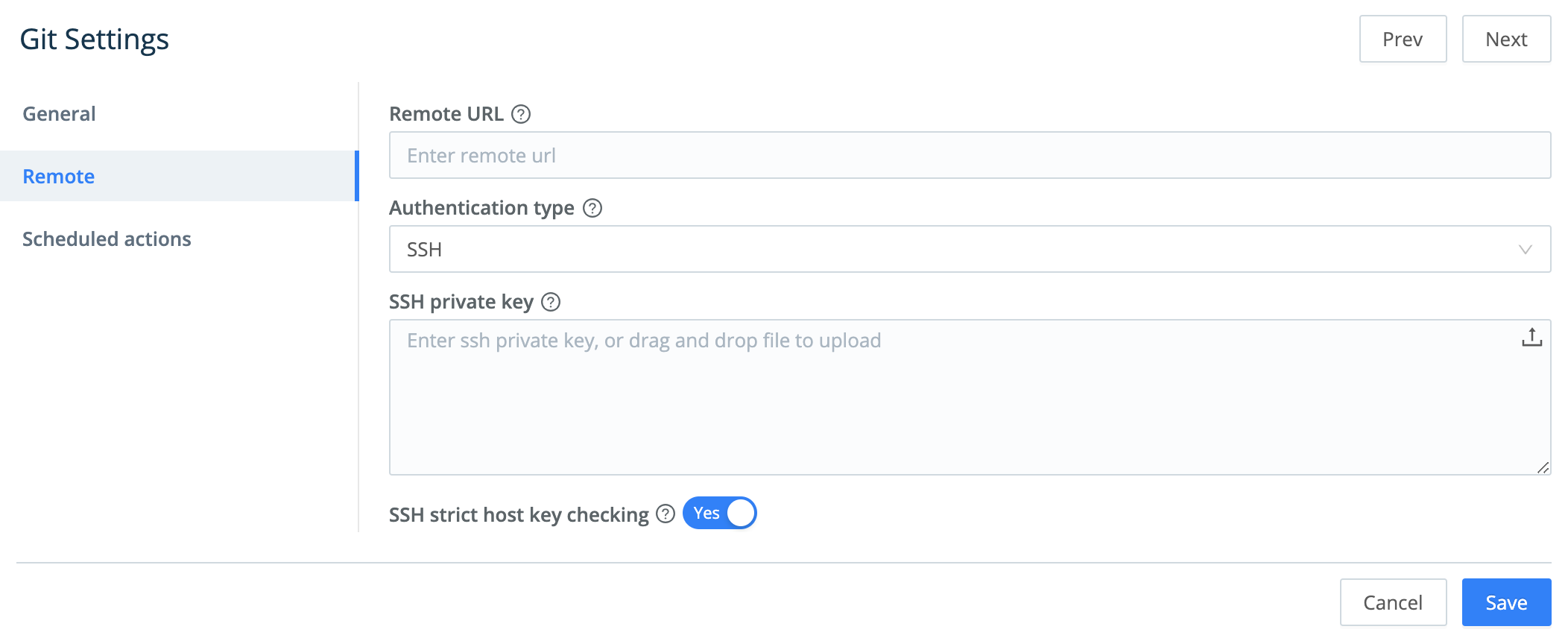 Cribl Stream Git settings