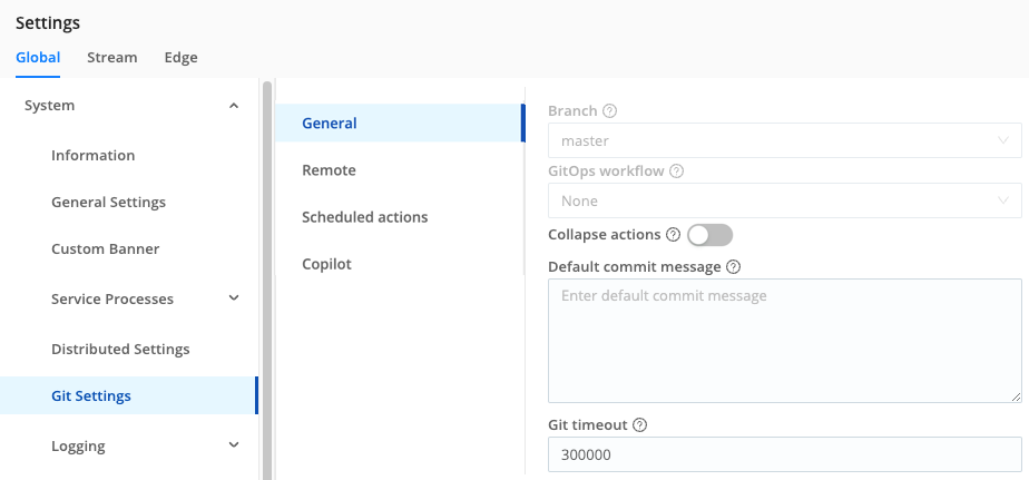 Git Authentication Type settings