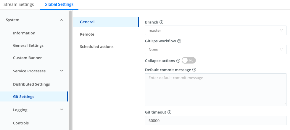 Git Authentication Type settings