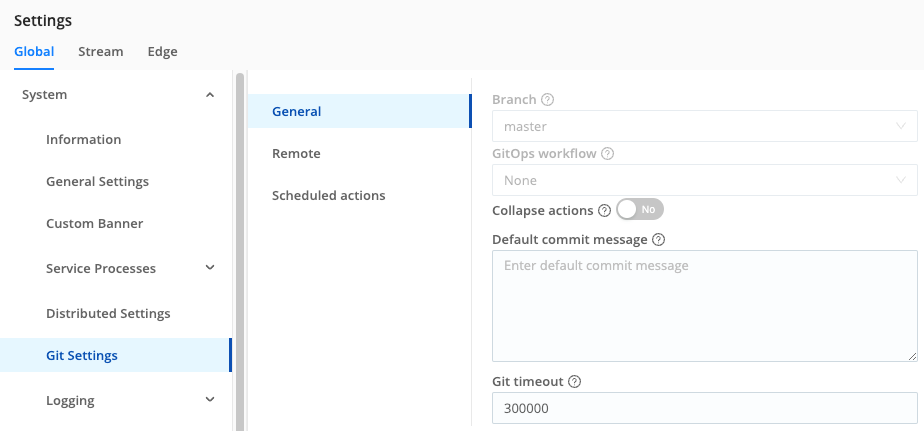 Git Authentication Type settings