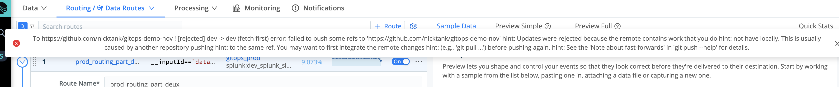 Remote repo has lost sync with local config