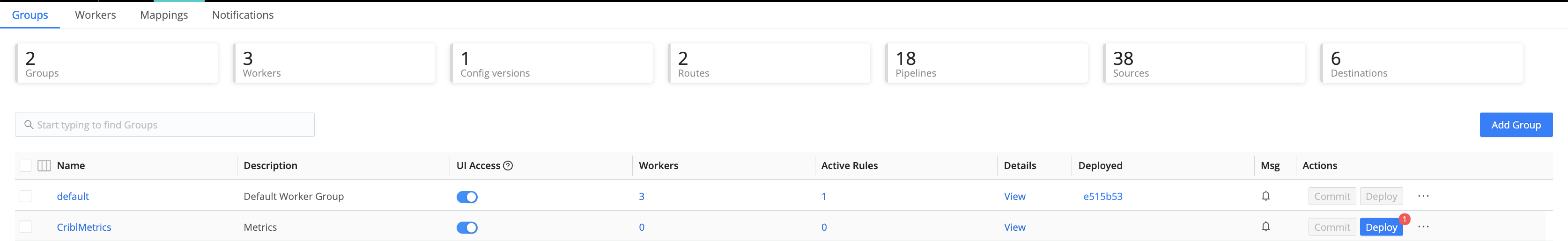 Second Groups saved, ready to Deploy