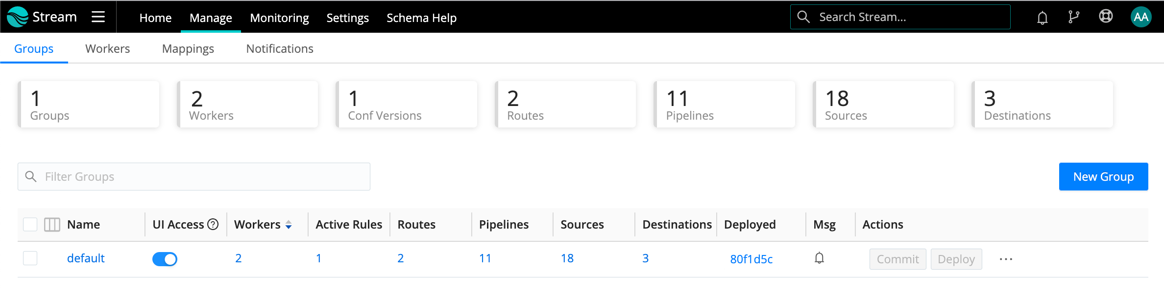 UI for multiple Worker Groups