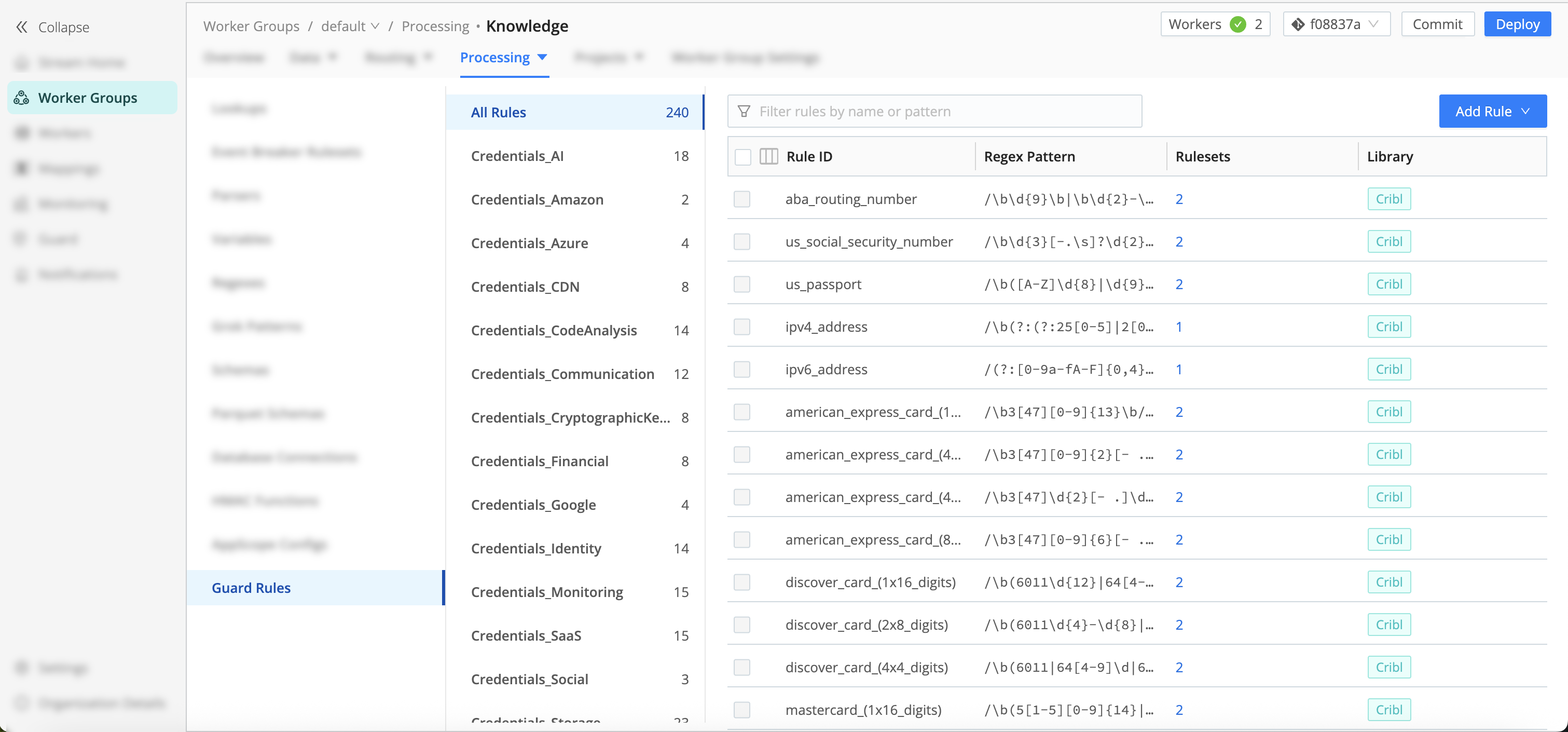 Cribl Guard rules Knowledge library