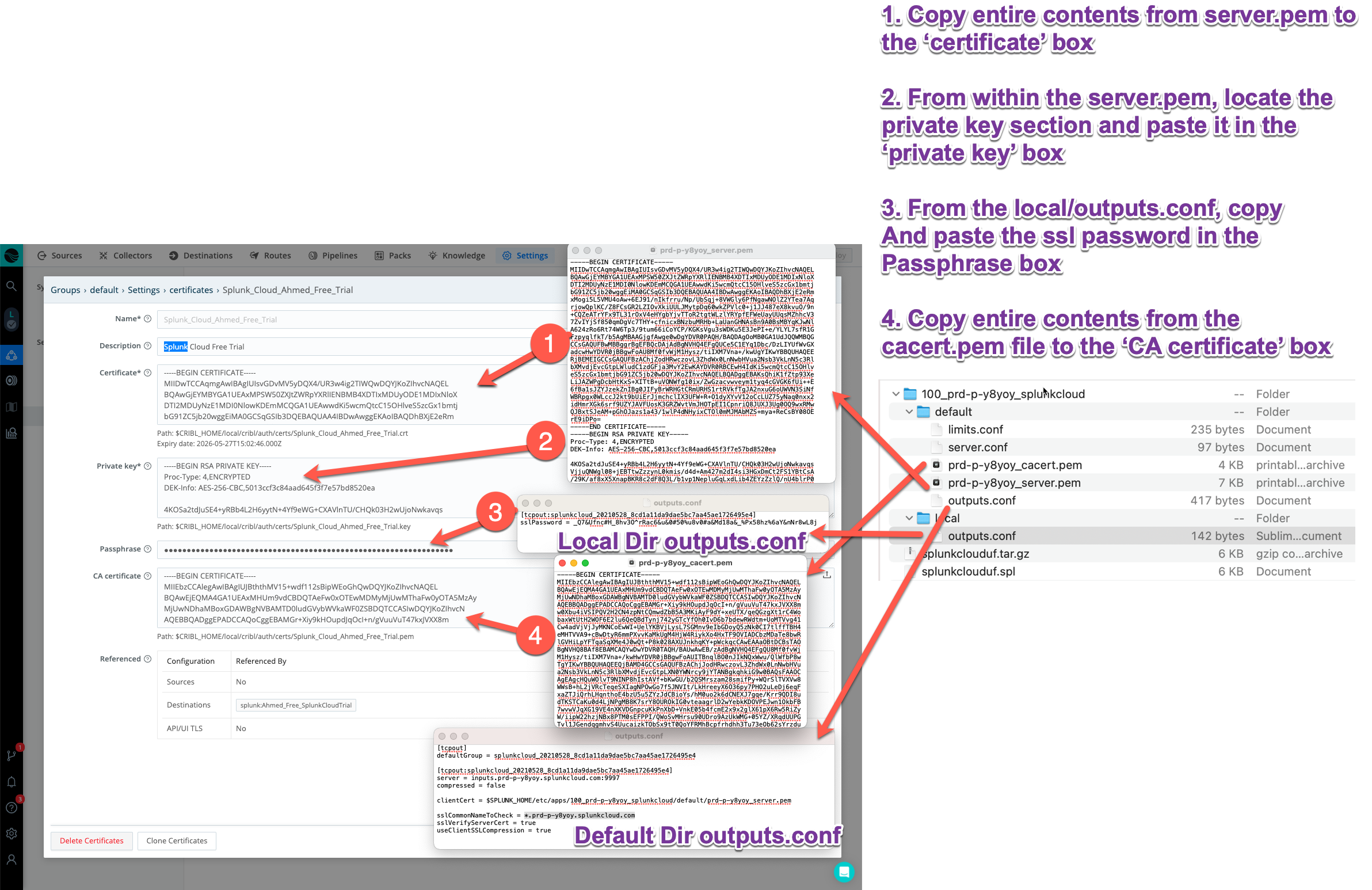 Copying certificate values