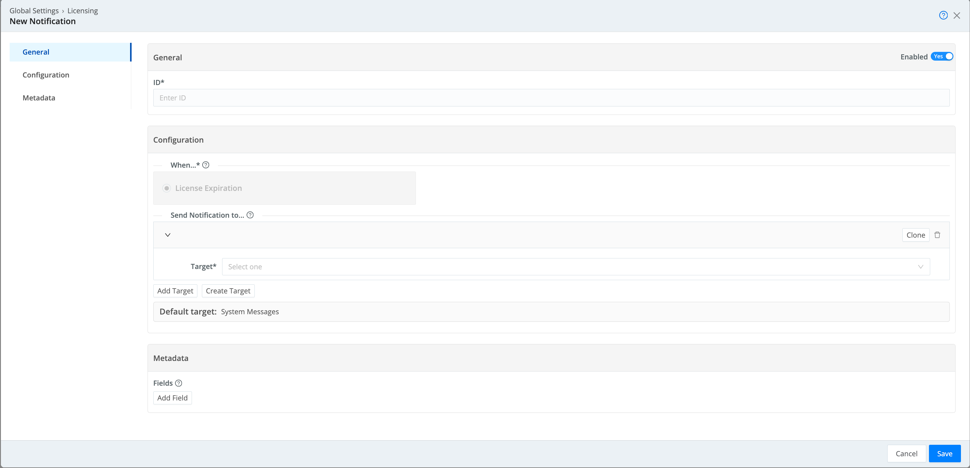 Configuring a license expiration Notification