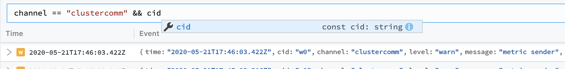 Expression autocompletion