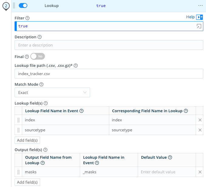 Lookup Function&rsquo;s configuration