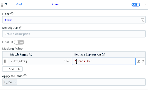 Mask Function configuration