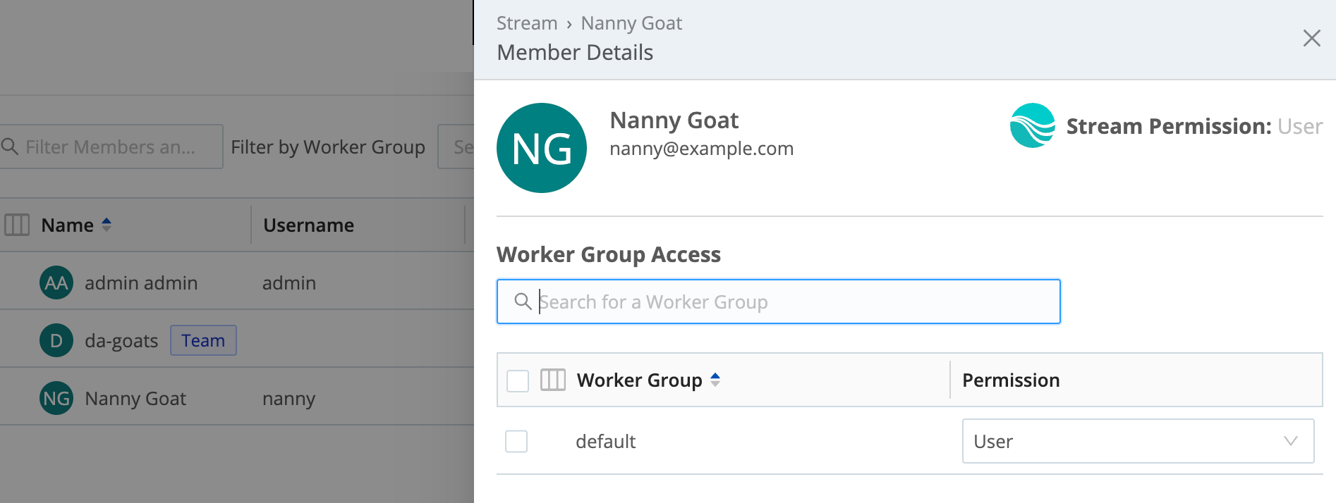 Stream Members > User Details