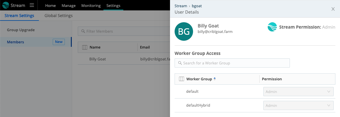 Stream Members > User Details