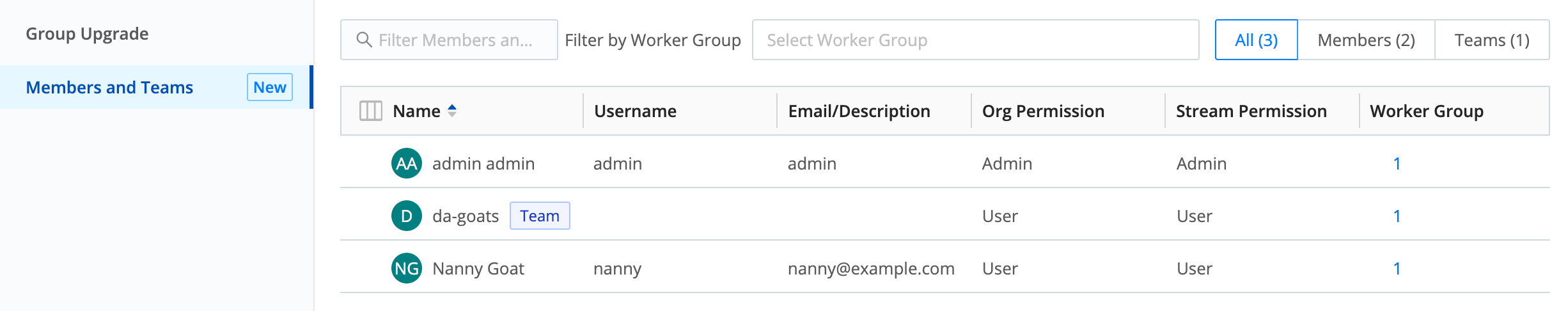 Stream Settings > Members and Teams