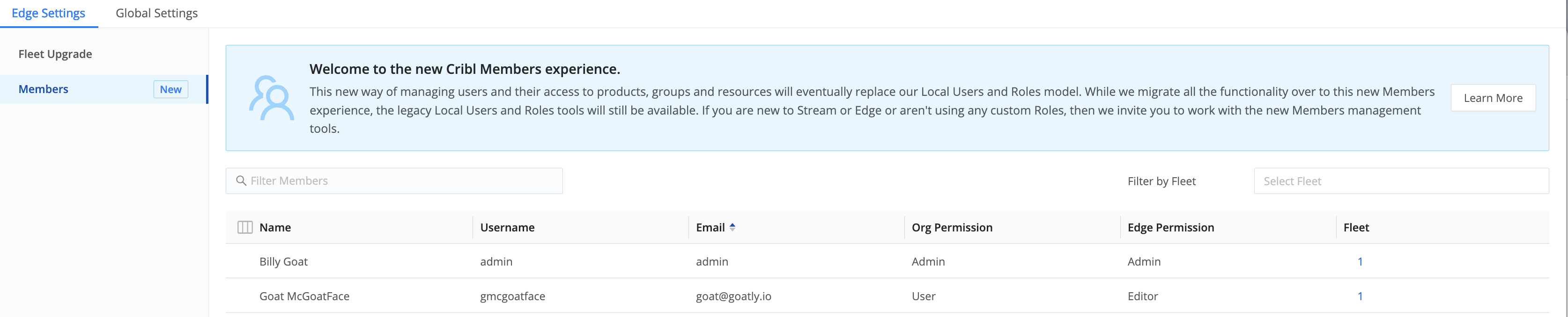 Edge Settings > Members