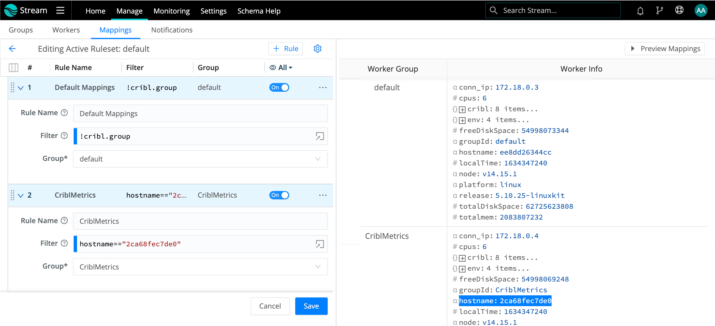 Adding a Rule to map the CriblMetrics Worker to its own Group