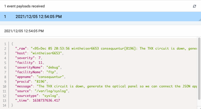 The event payload appears in Moogsoft