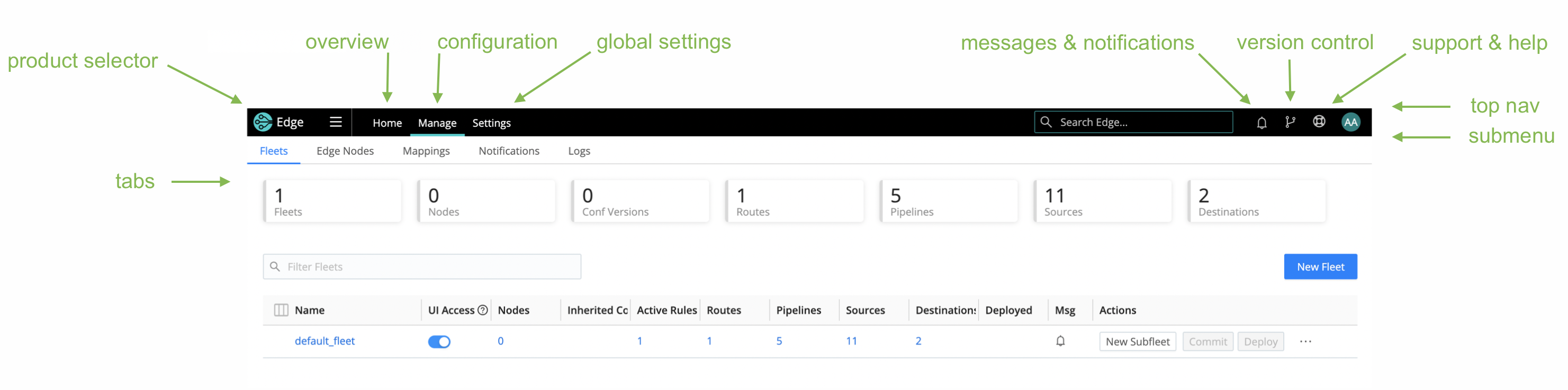 Cribl Edge 4.0 navigation