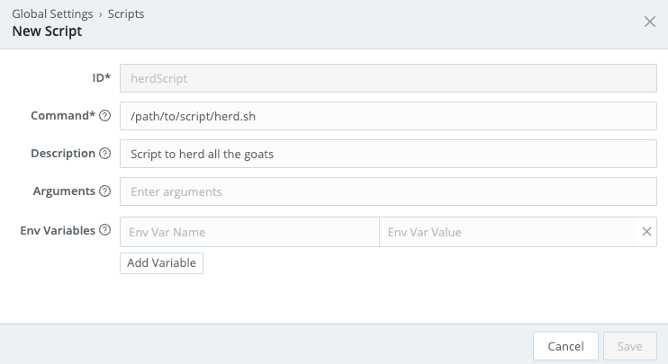 Settings > Scripts page
