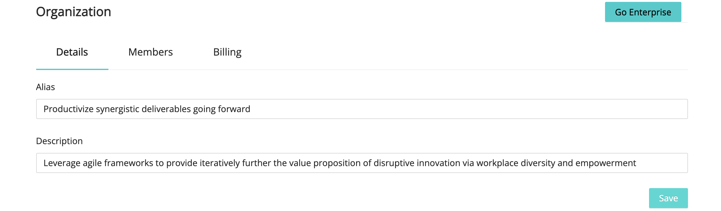 Organization Details tab