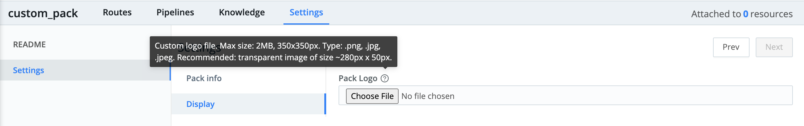 Editing Pack&rsquo;s display (logo) settings