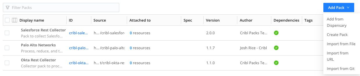 Importing a Pack