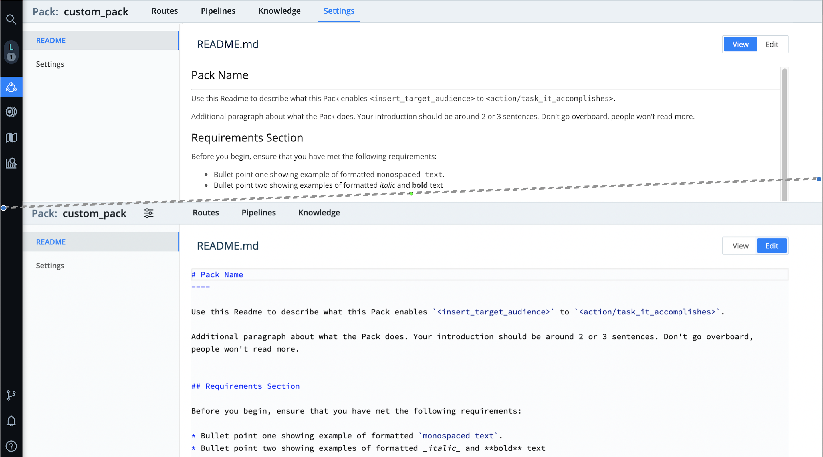 Editing Pack&rsquo;s README