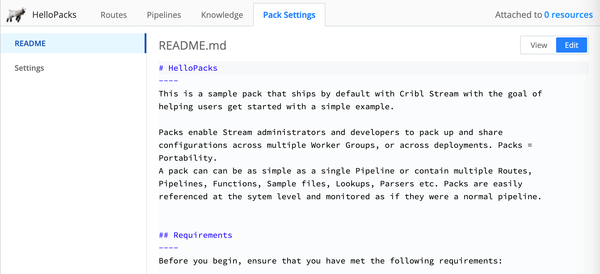 Editing a Pack’s README