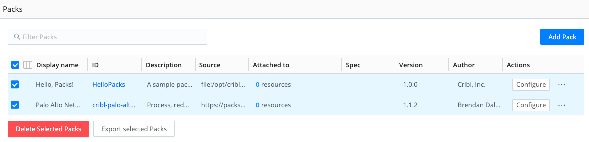 Exporting multiple packs at once
