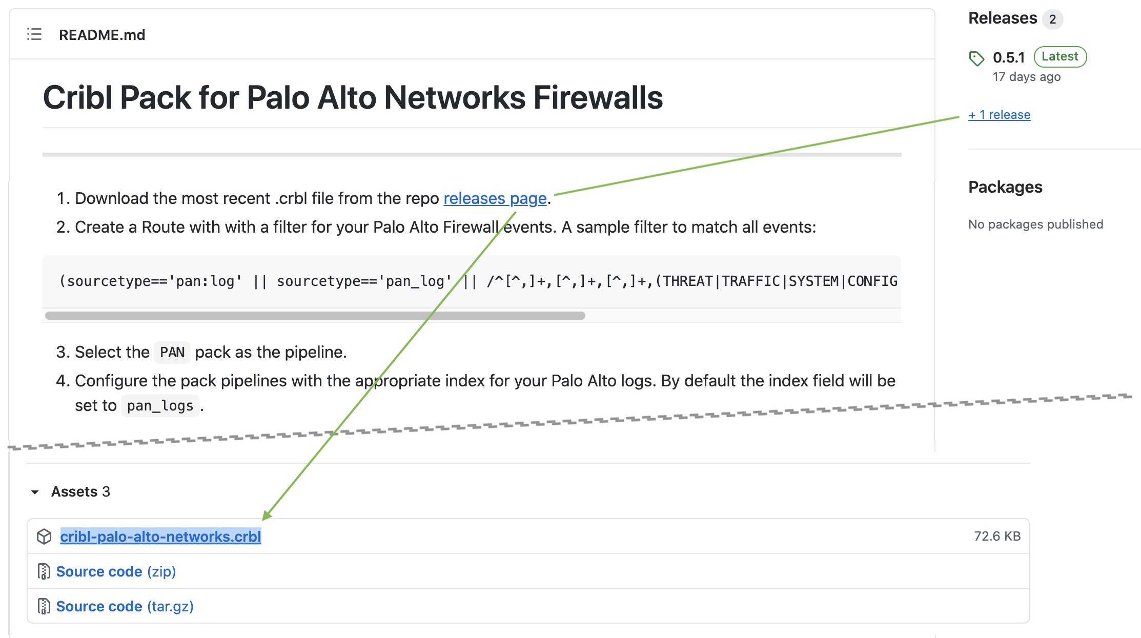 Downloading a .crbl file from the Cribl Pack Dispensary&rsquo;s Web UI
