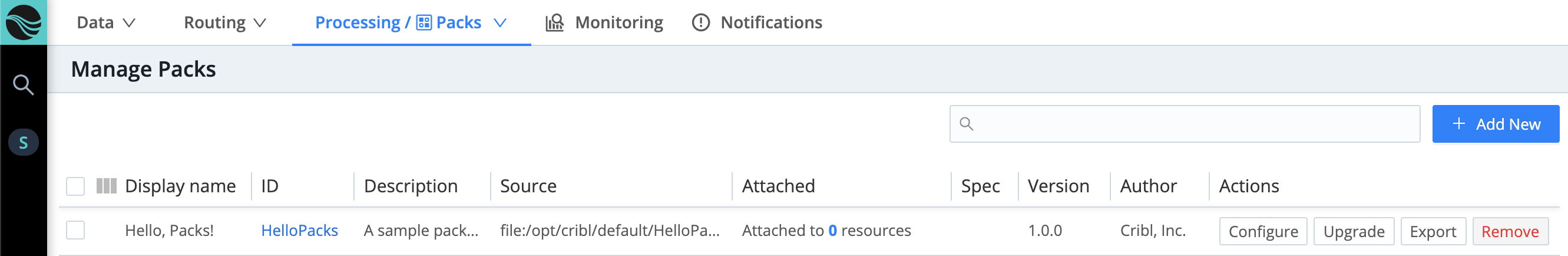 Packs, single-instance navigation