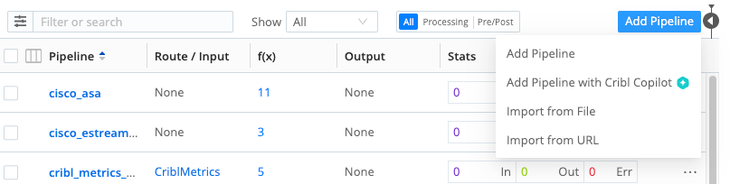Creating or importing a Pipeline