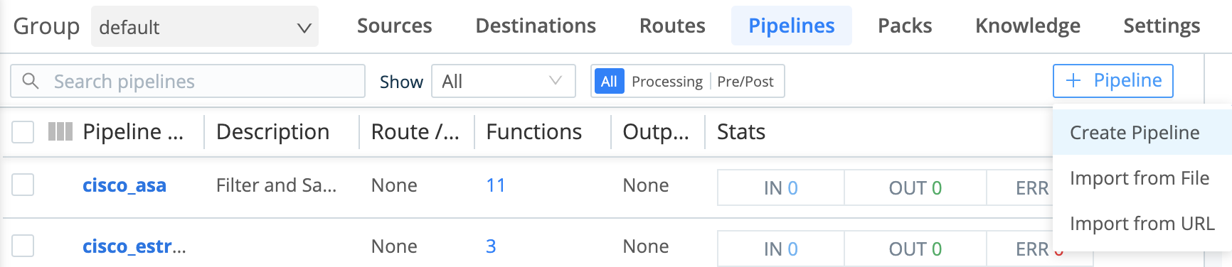 Creating or importing a Pipeline