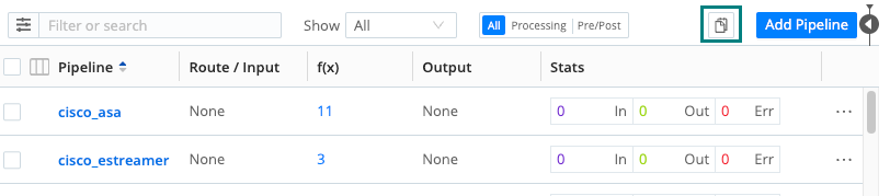 Paste button for copied Pipeline
