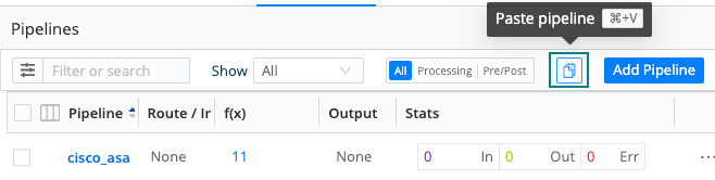 Paste button for copied Pipeline