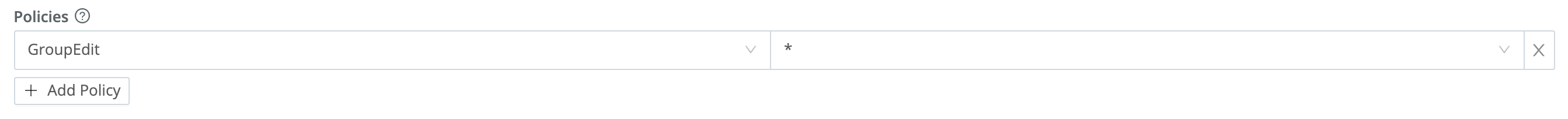 Policies on the left, objects on the right