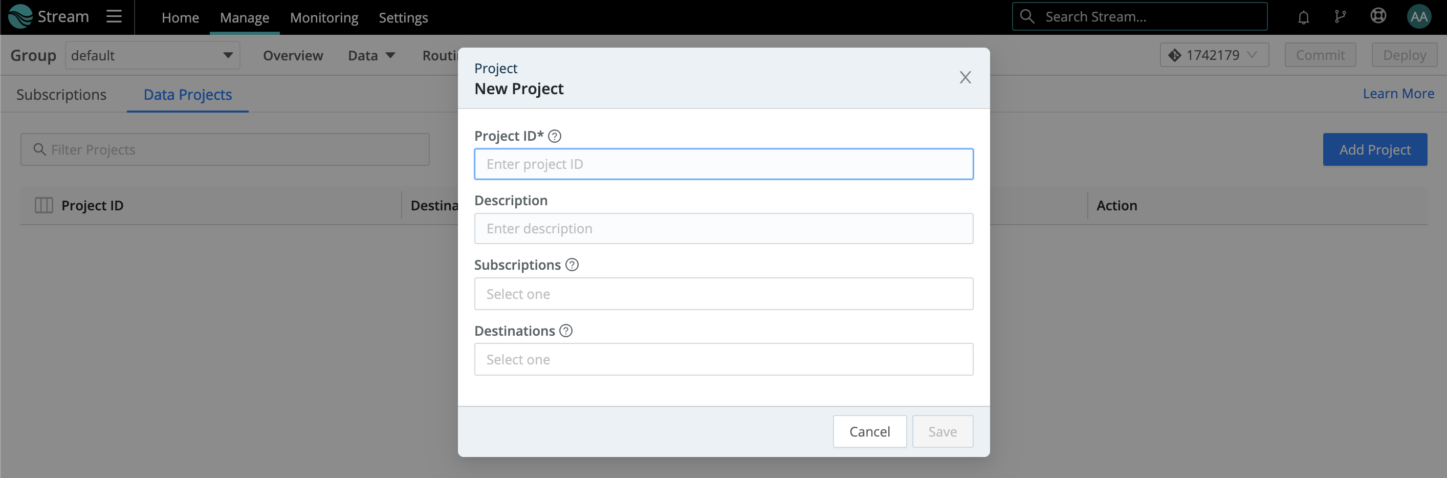 Configuring a new Project