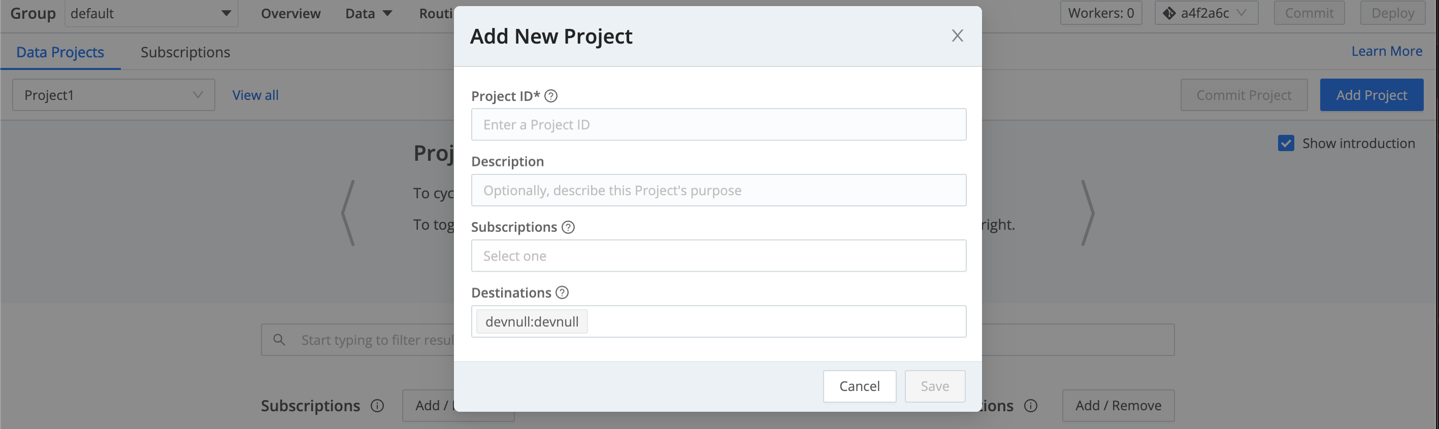 Configuring a new Project