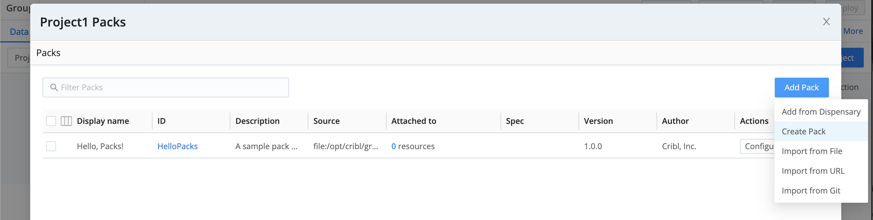 Adding Project Packs