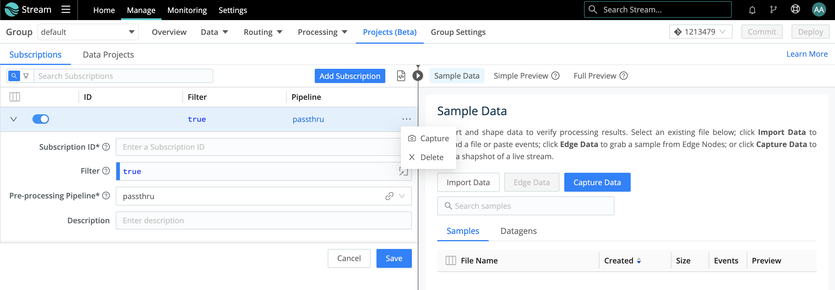 Configuring a new Subscription