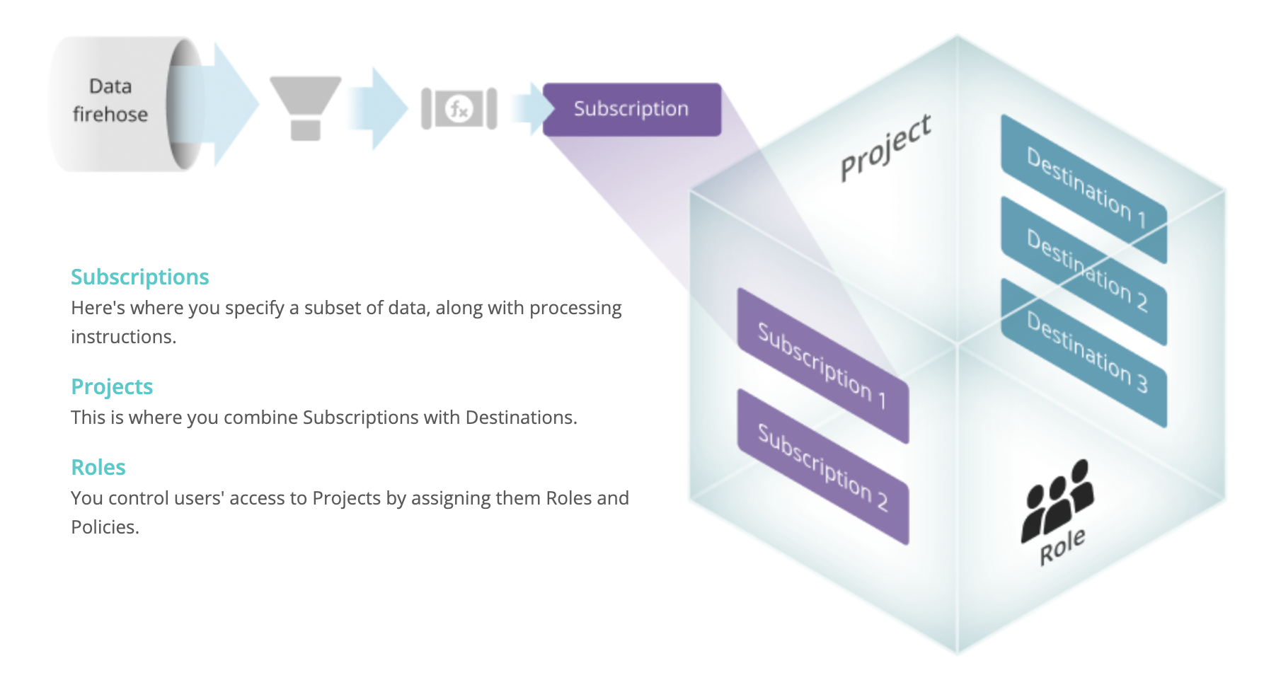 How Subscriptions and Projects filter incoming data