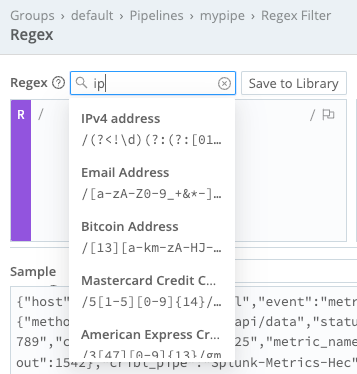 Inserting a pattern from the Regex Library