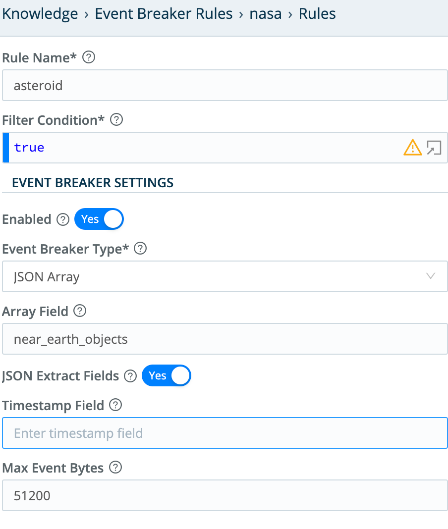Event Breaker configuration
