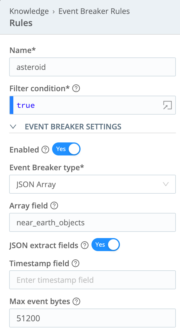 Event Breaker configuration